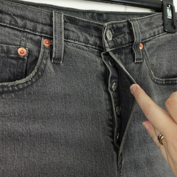 Levi's Premium 501 Skinny Button Fly Denim Jeans Womens SZ 28x28 Gray Distressed - Picture 5 of 16